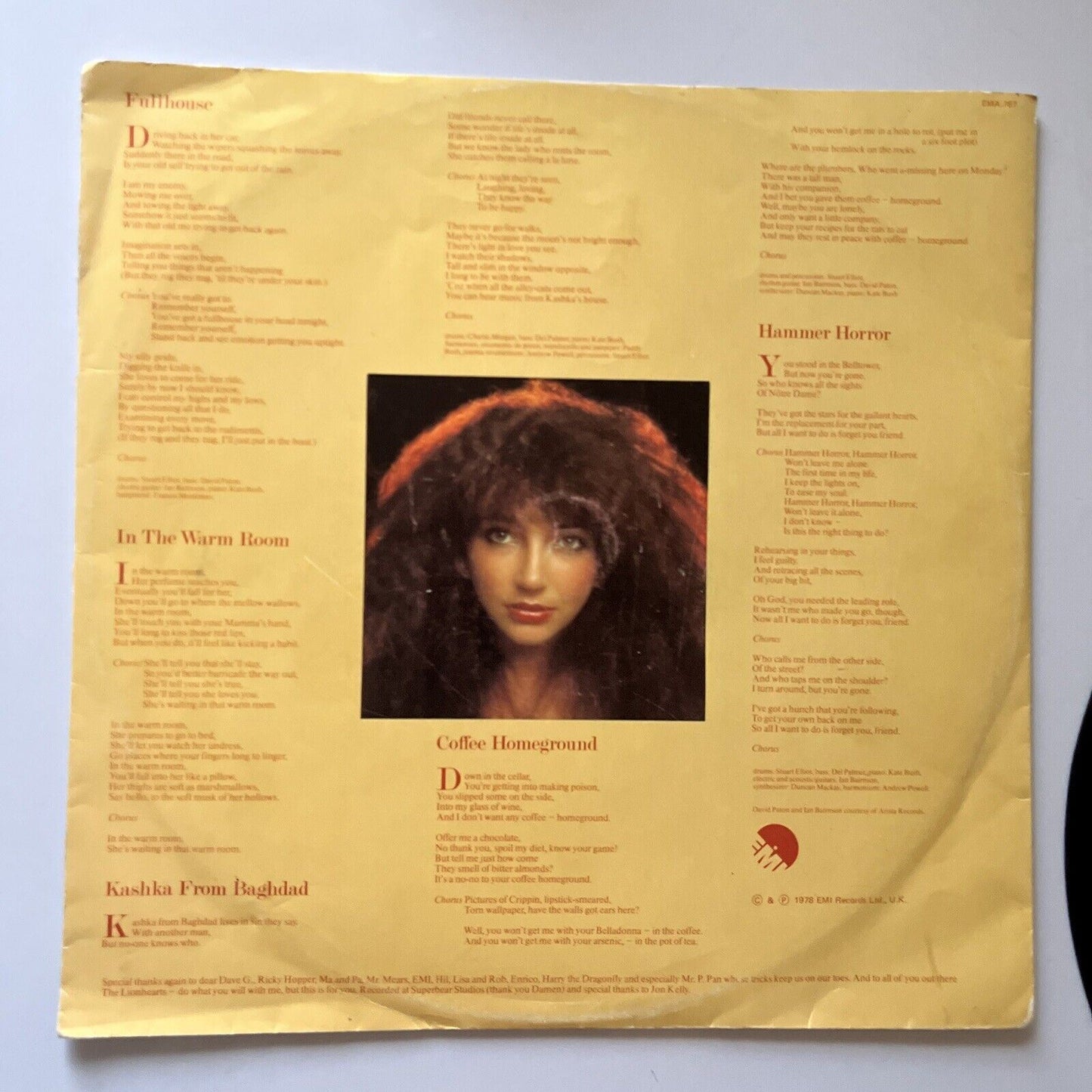 Kate Bush - Lionheart Vinyl Record 1978 *No Cover* EMA-787