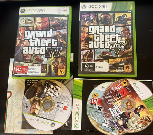 Grand Theft Auto 4 & 5 - Microsoft Xbox 360 Game PAL Complete with Manual map