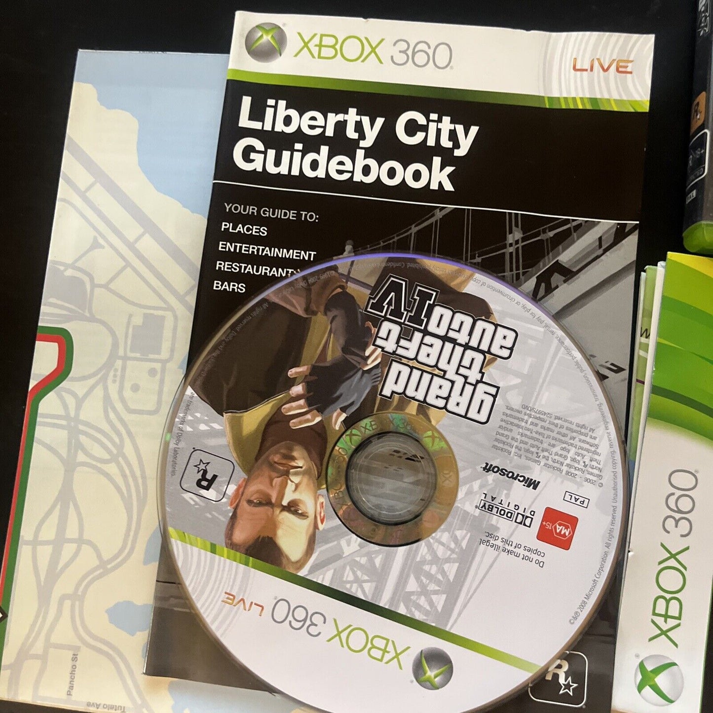 Grand Theft Auto 4 & 5 - Microsoft Xbox 360 Game PAL Complete with Manual map