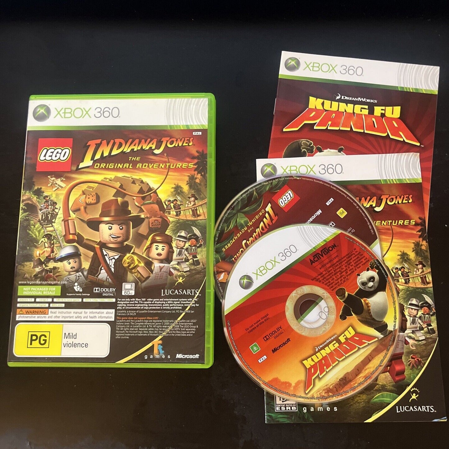 LEGO Indiana Jones The Original Adventures + Kung Fu Panda Xbox 360 Manual PAL
