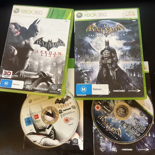 Batman Arkham Asylum & Arkham City - Microsoft Xbox 360 with Manual PAL