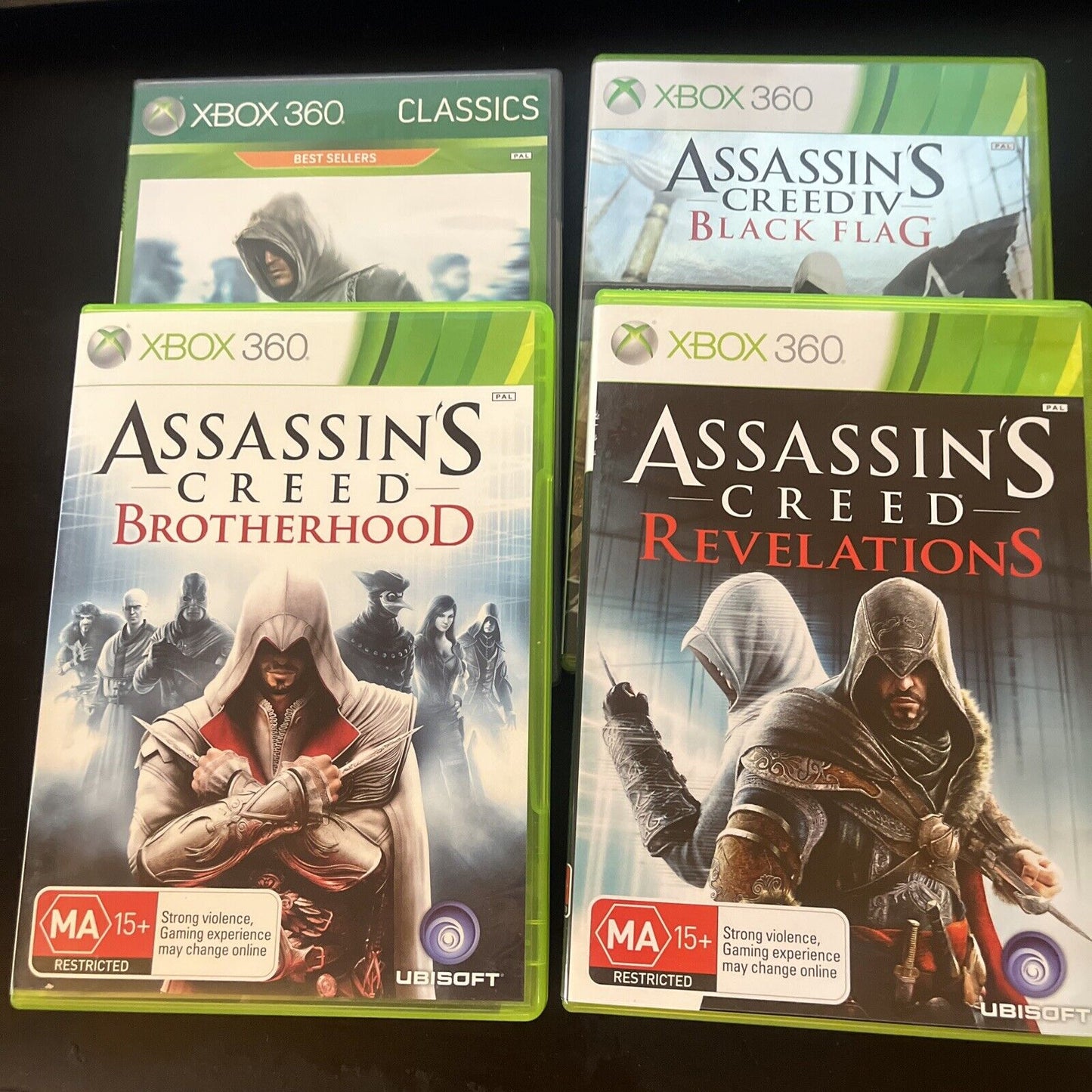 4x Assassin's Creed: Brotherhood, Relevations,  Microsoft Xbox 360 Black Flag
