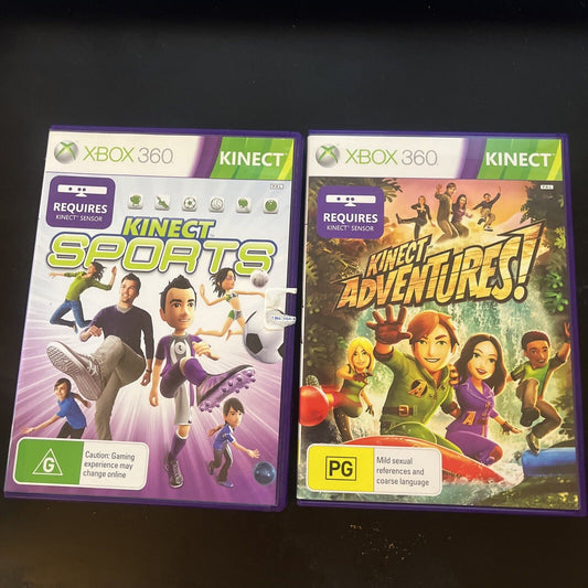 Kinect SPORTS & Kinect Adventures! Xbox 360 Game Complete with Manual PAL