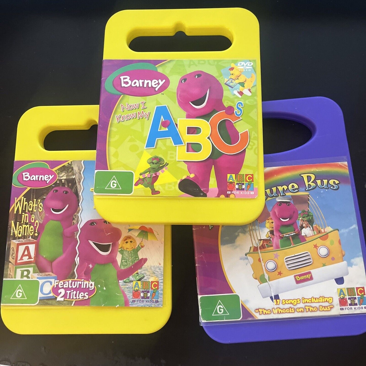 Barney: Let's Pretend,  What's in a Name Adventure Bus, Now I Know My ABC (DVD)