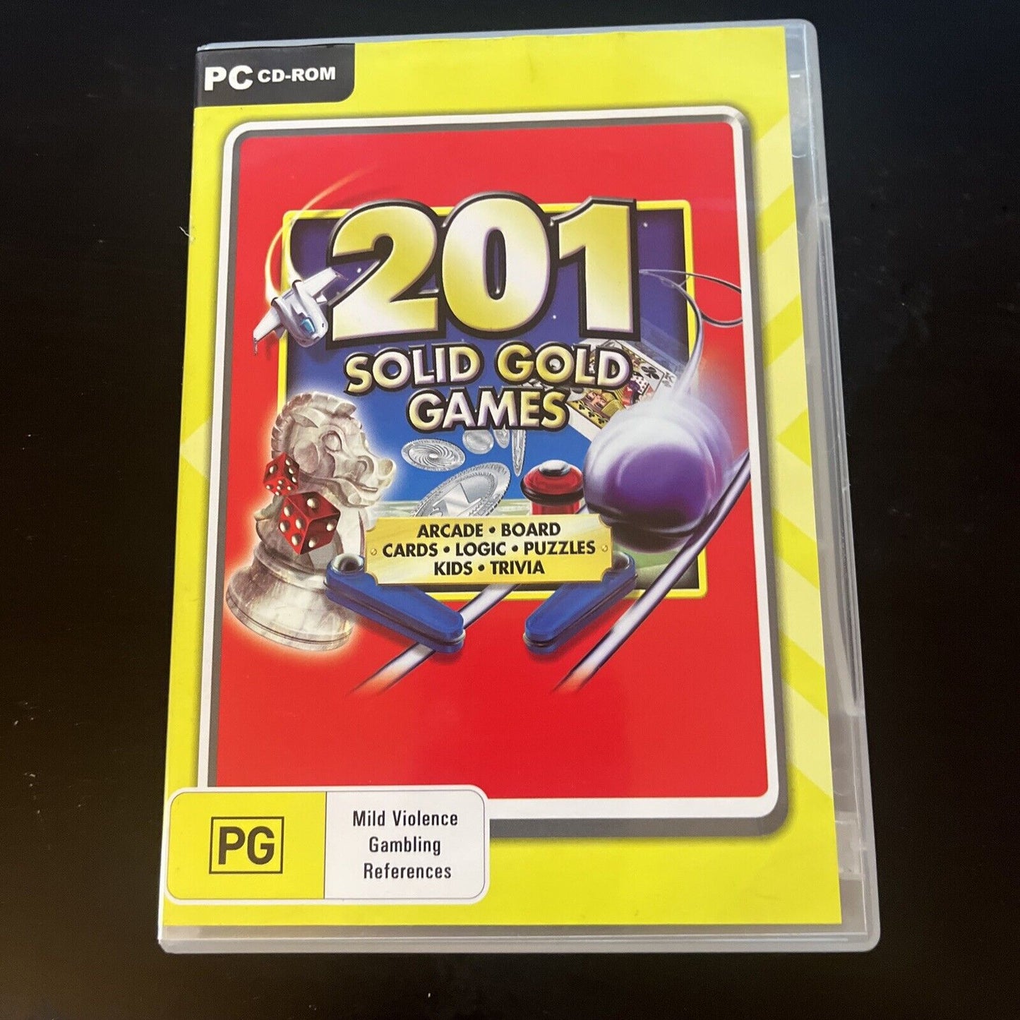 201 Solid Gold Games - PC CDROM Arcade Board Card Logic Kids Trivia Puzzles