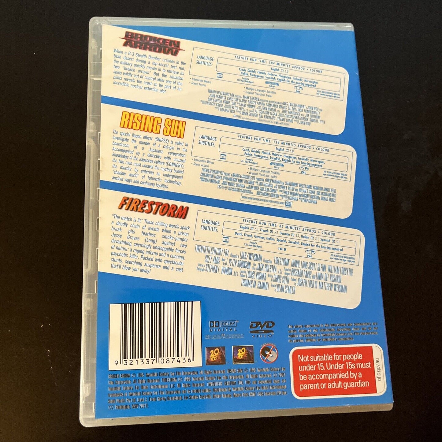 Broken Arrow / Rising Sun / Firestorm (DVD, 3-Disc) Region 4