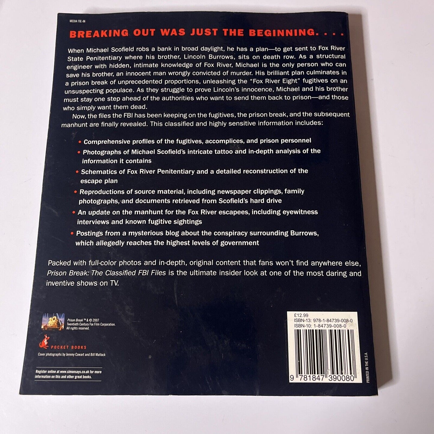 Prison Break : The Classified FBI Files by Paul Ruditis (Paperback, 2007)