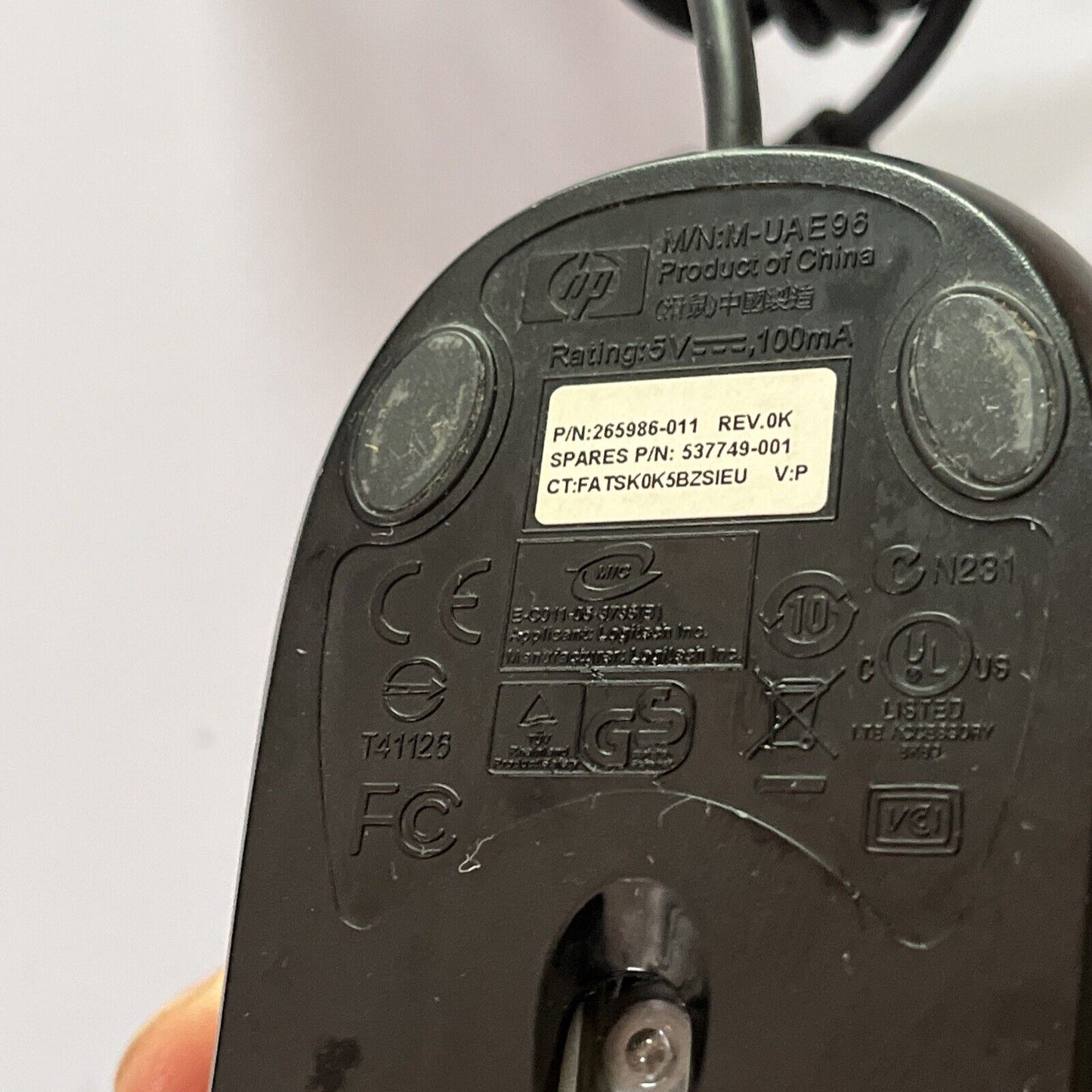 3x USB Mouse: Logitech M105, Dell MQ65UGA, HP M-UAE96