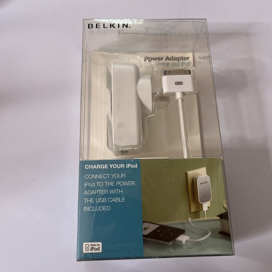 Belkin Power Adapter With Charging Cable For 30-Pin iPod iPhone iPad *New*