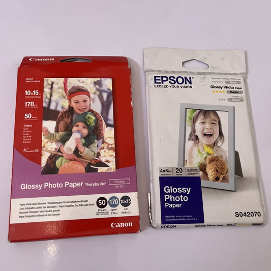 Canon GP501 50 Sheets & Epson 4x6" Glossy Photo Paper 170GSM
