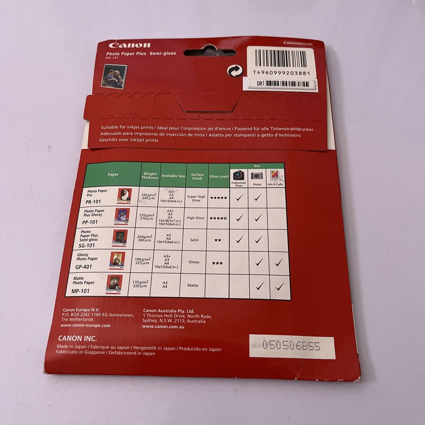 *New Sealed* Canon Photo Paper Plus Semi-Gloss 20 Sheets 10x15cm SG-101