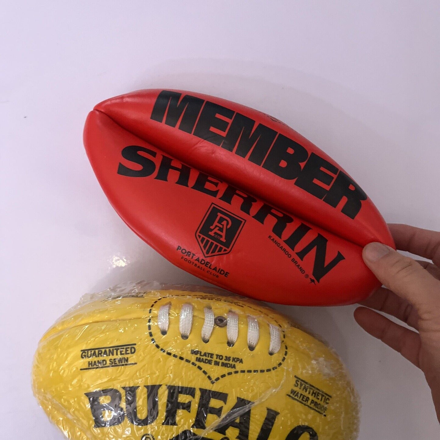 2x NEW Aussie Rules Mini AFL Football: Sherrin Port Adelaide Football & Buffalo