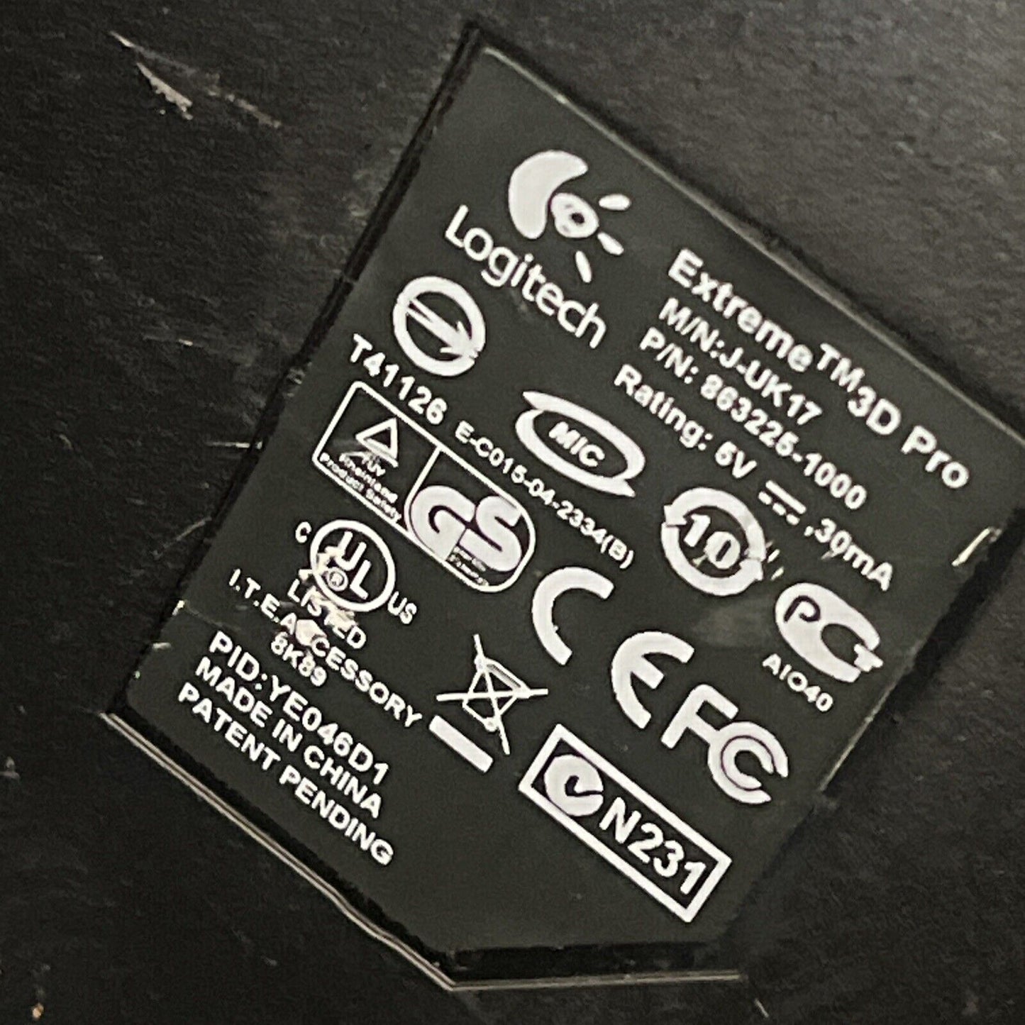 Logitech Extreme 3D Pro X3D Gaming Joystick Controller J-UK17 Grey Black USB