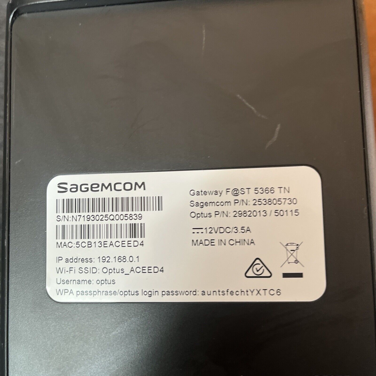 Optus Gateway F@ST 5366 TN Sagemcom Modem Router NBN Compatible – Retro ...
