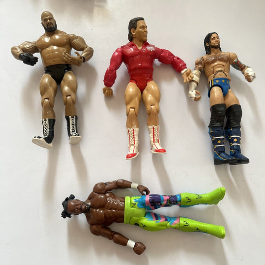 4x WWE 6.5" Action Figures: CM Punk, Tito Santana, Kofi Kingston, Jake the Snake