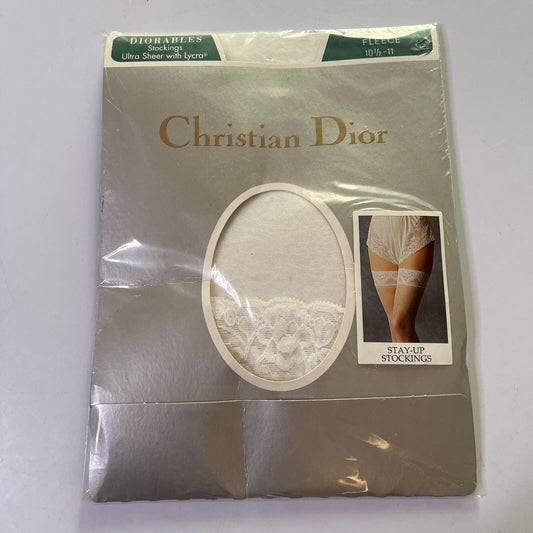 Christian Dior Diorables Stockings Ultra Sheer - Stay Ups Fleece 10.5-11 White