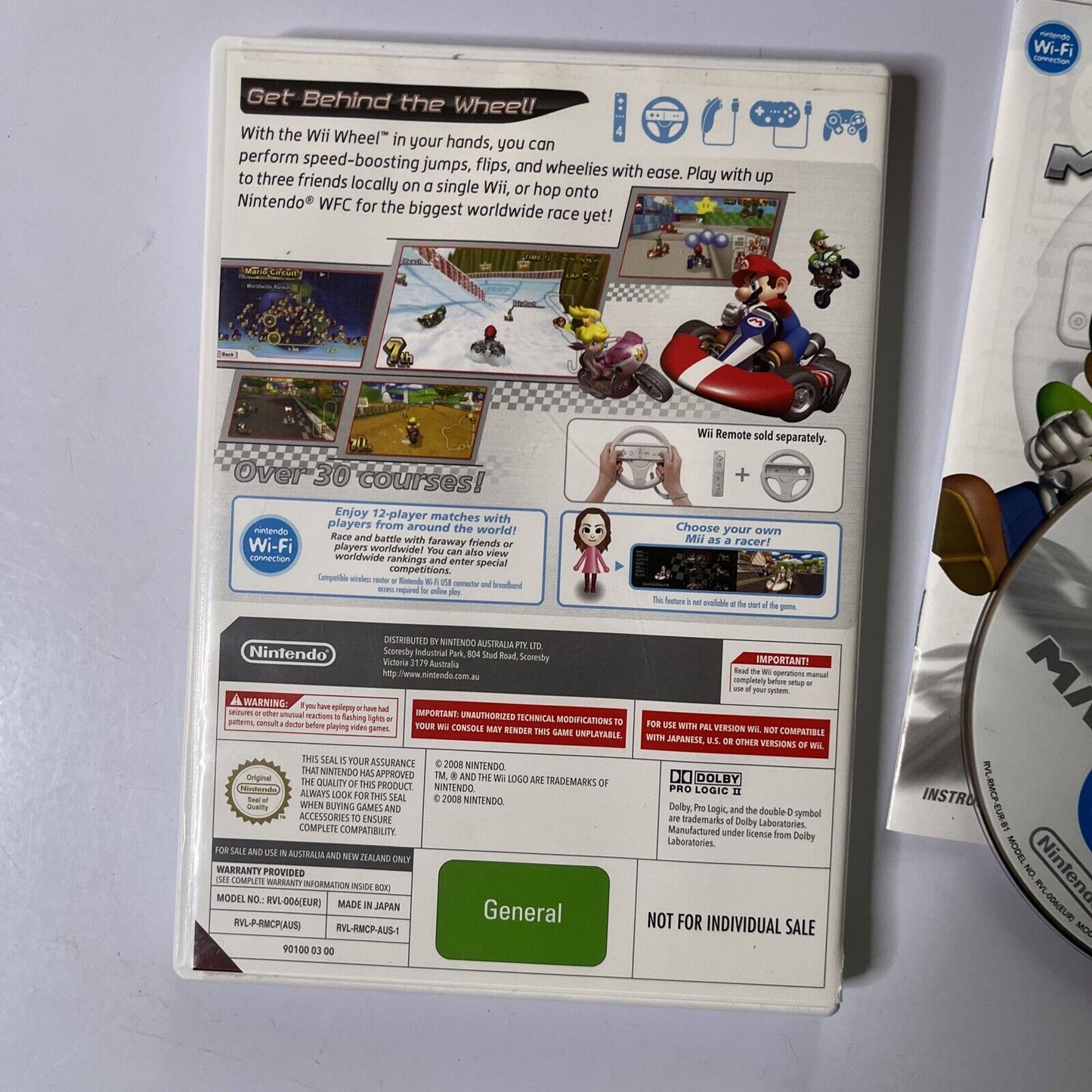 Mario Kart Wii Nintendo Wii Game With 2 Genuine Wii Steering Wheel PAL
