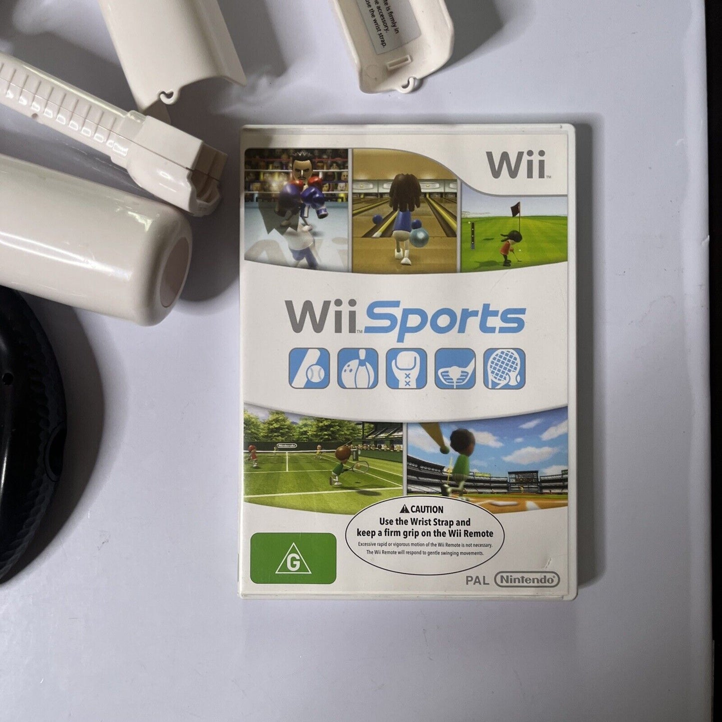 Wii Sports With Accessories Nintendo Wii PAL Racquet, Bat, Golf, Wheel