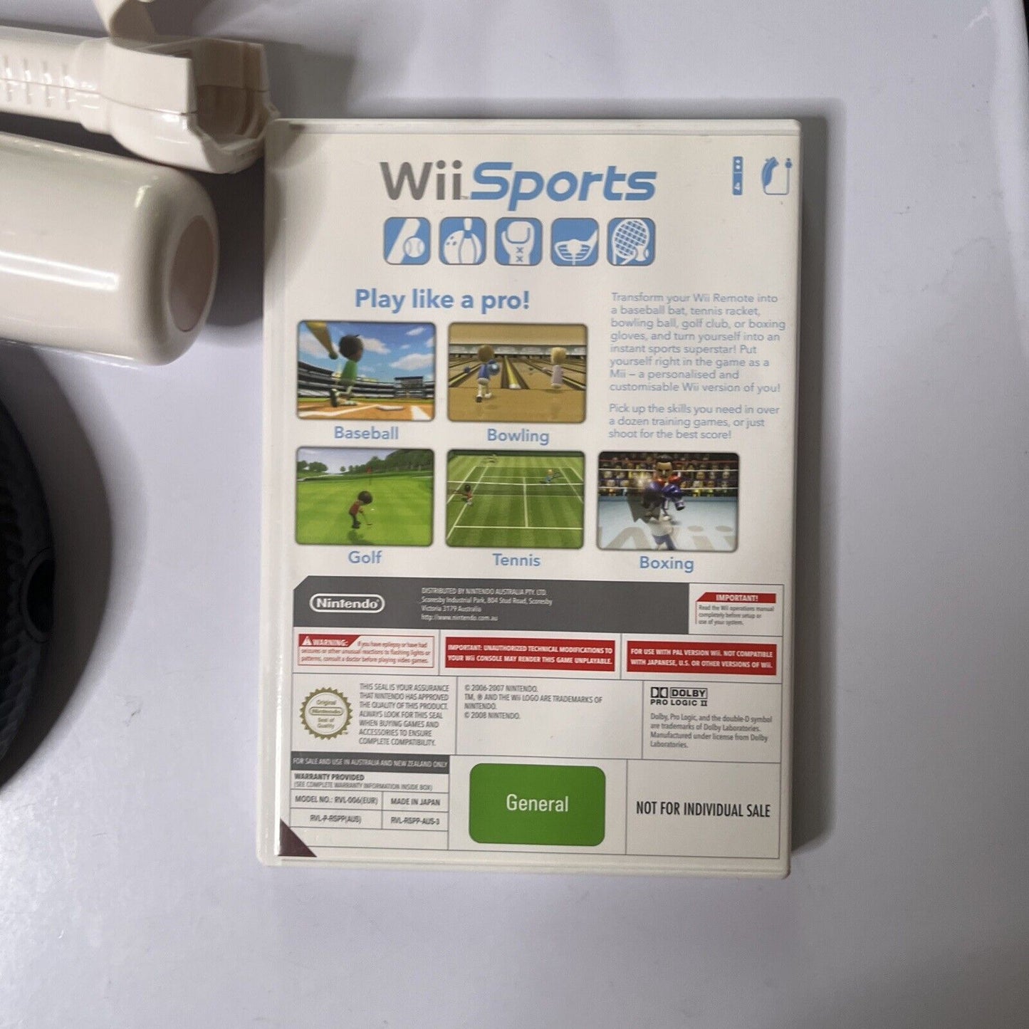 Wii Sports With Accessories Nintendo Wii PAL Racquet, Bat, Golf, Wheel