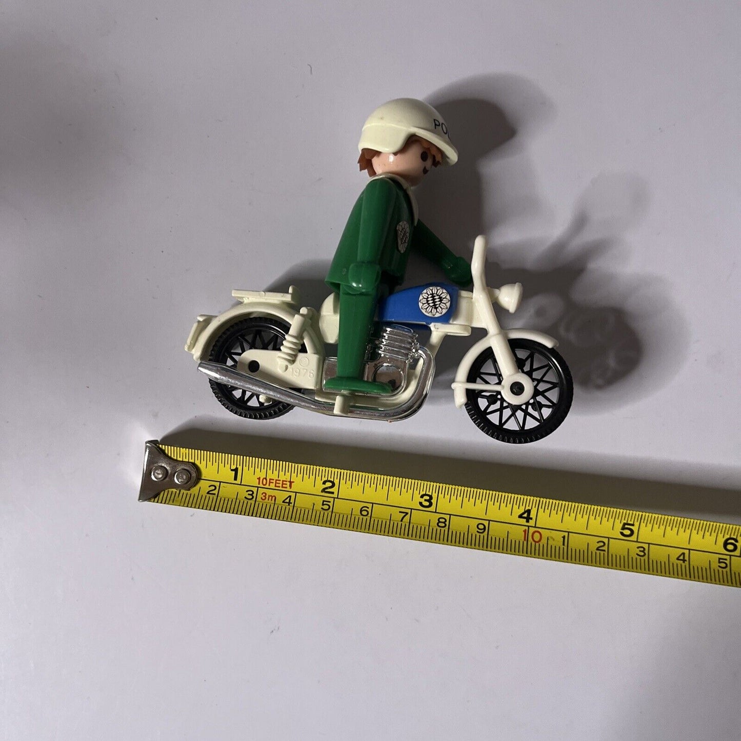 Playmobil Geobra 1976 Green Police Motorcycle Figure