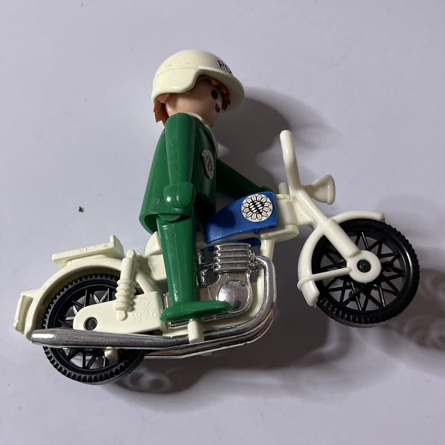 Playmobil Geobra 1976 Green Police Motorcycle Figure