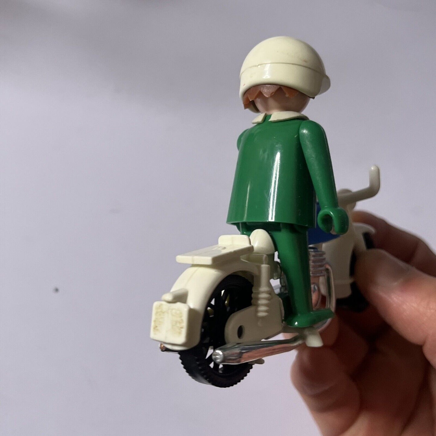 Vintage 1993 Playmobil 123 Green Motorcycle Motorbike Geobra + figures  #6719