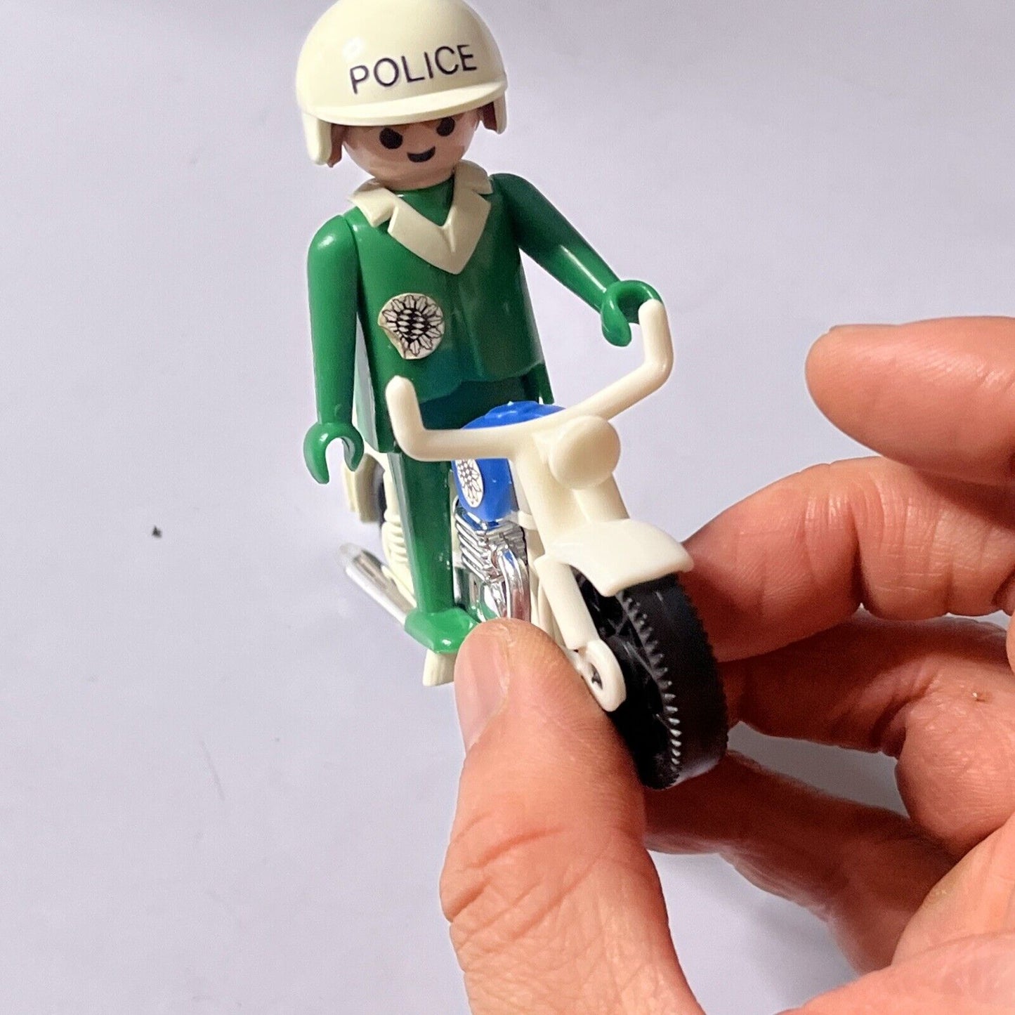 Playmobil Geobra 1976 Green Police Motorcycle Figure