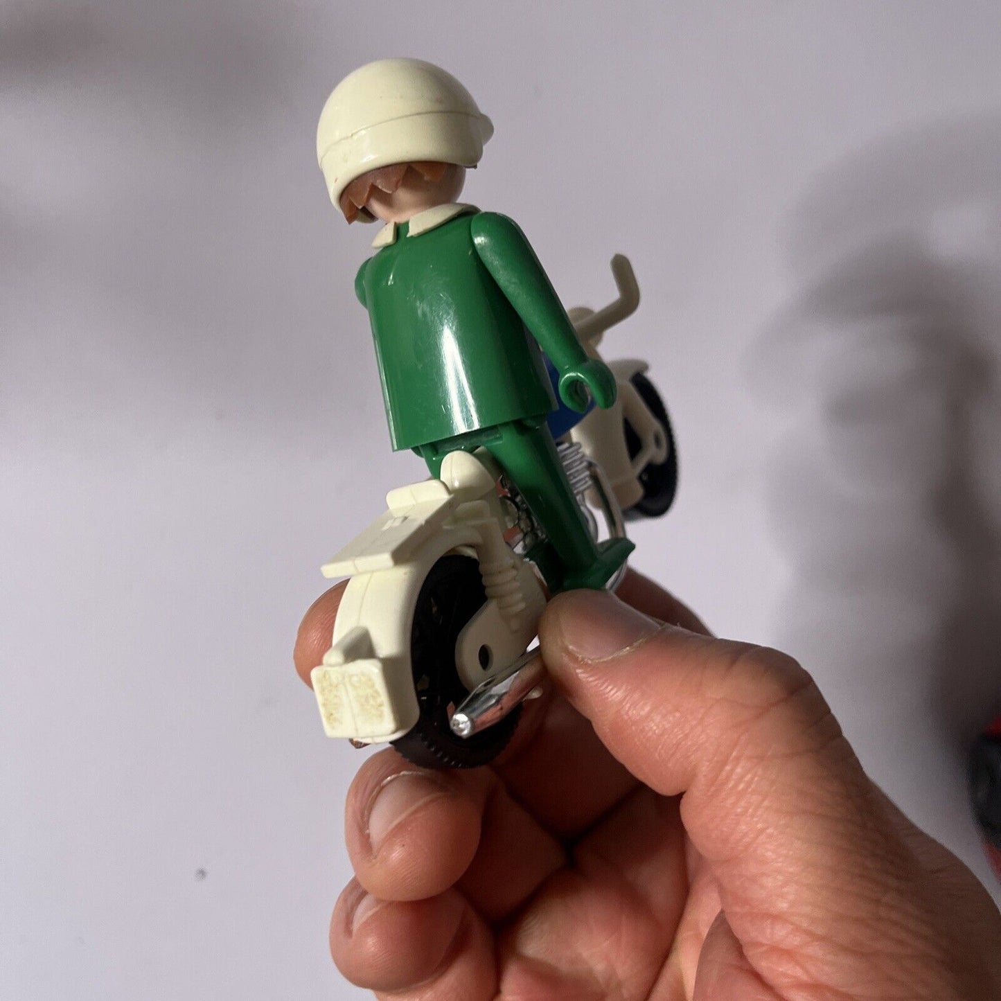 Playmobil Geobra 1976 Green Police Motorcycle Figure