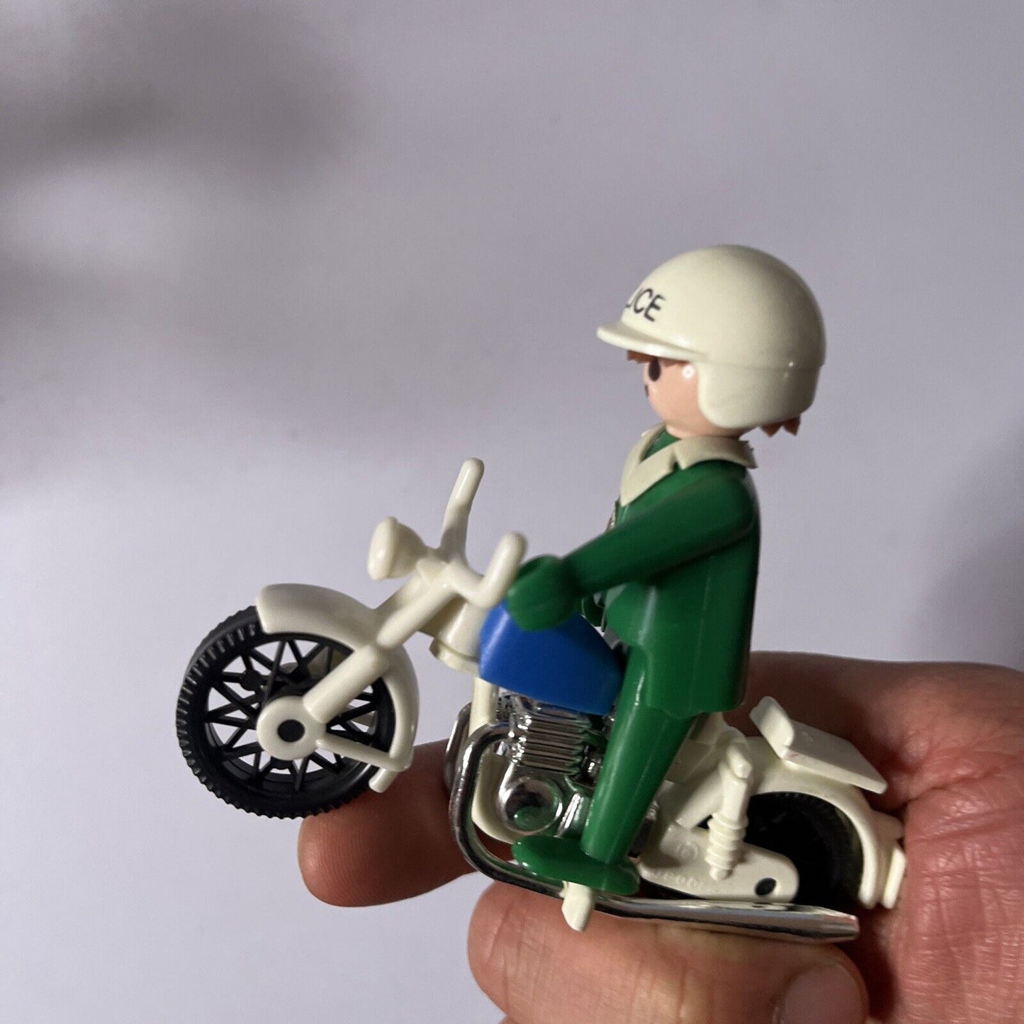 Playmobil Geobra 1976 Green Police Motorcycle Figure