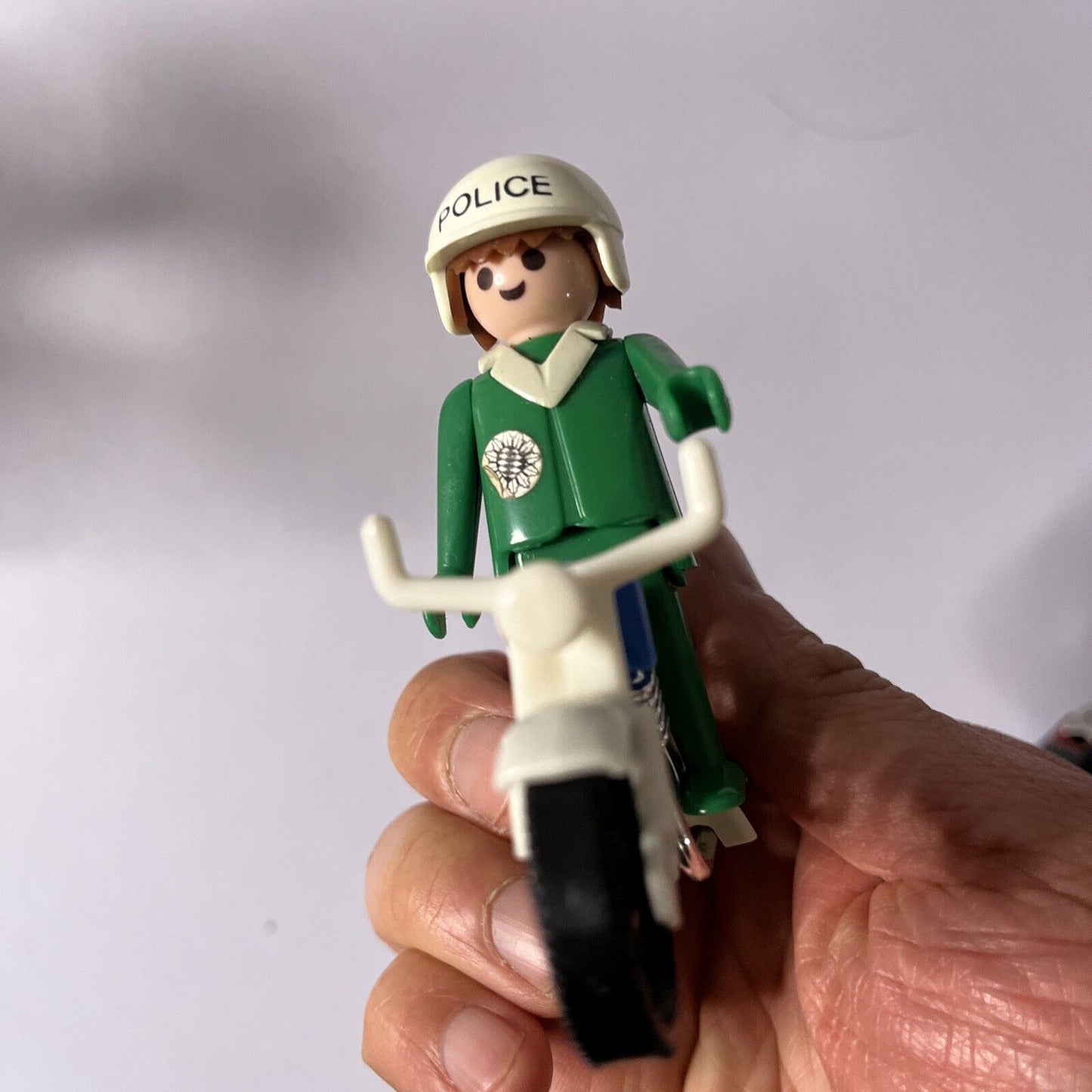 Playmobil Geobra 1976 Green Police Motorcycle Figure