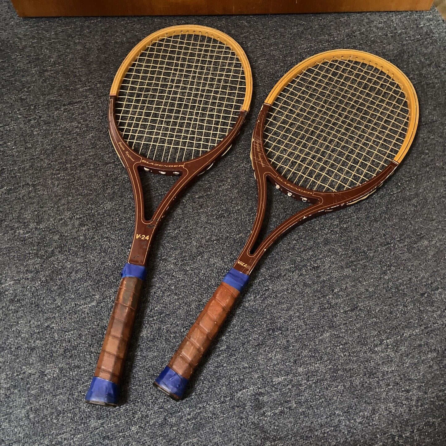 2x Vintage Slazenger Tennis Racquet Guillermo Vilas V-24 Wooden