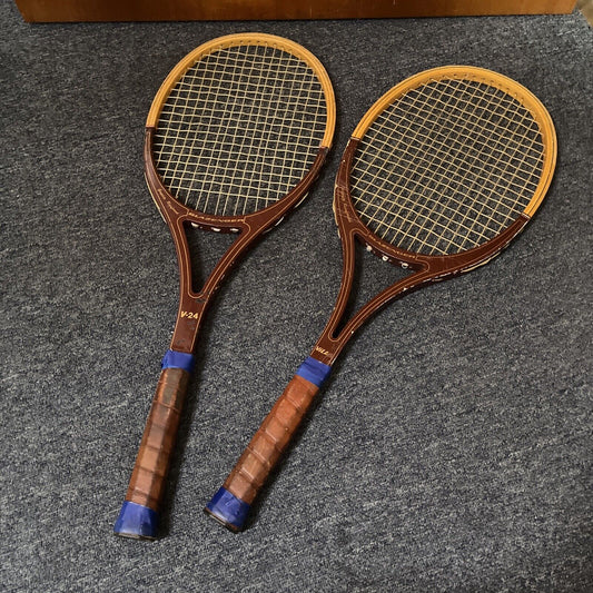 2x Vintage Slazenger Tennis Racquet Guillermo Vilas V-24 Wooden