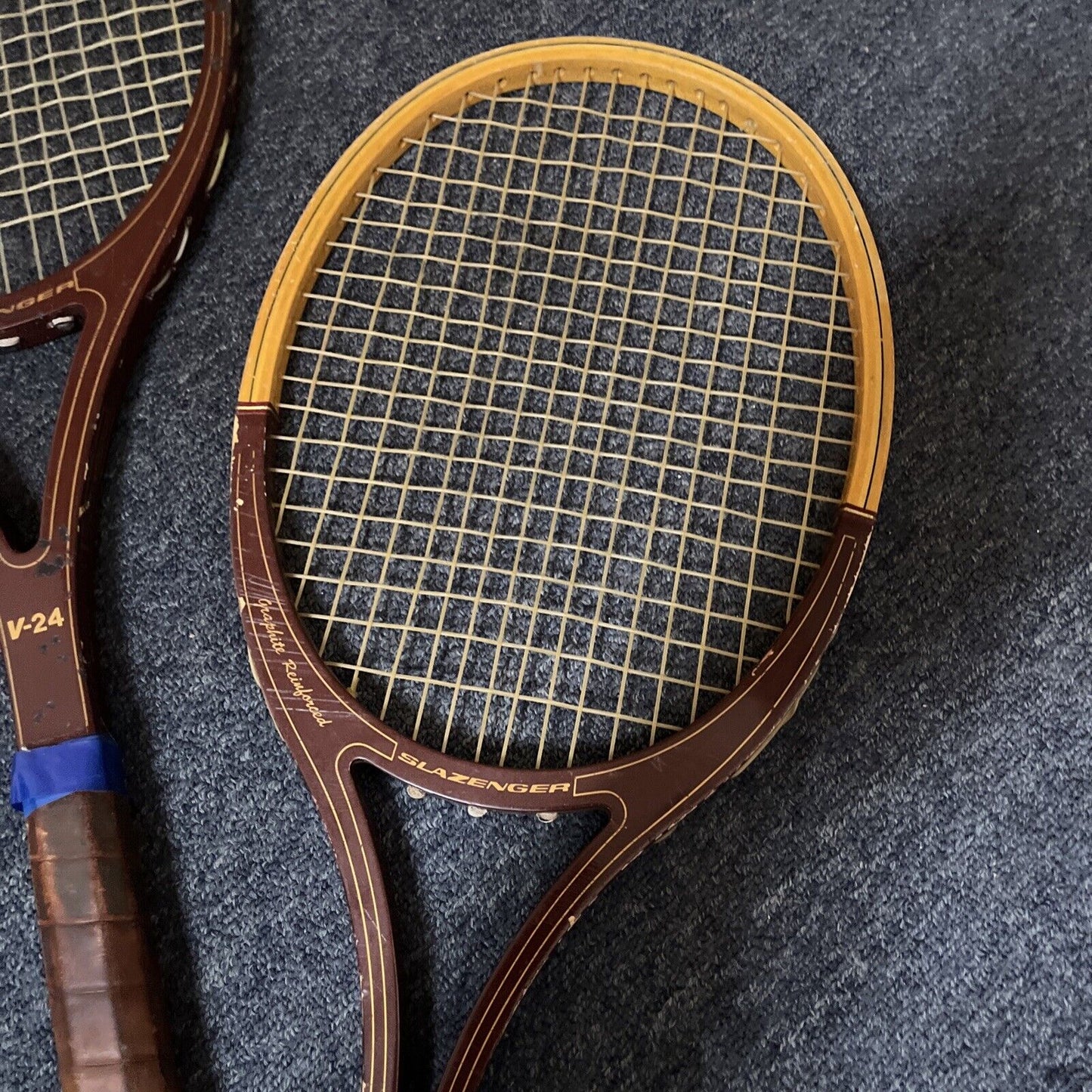 2x Vintage Slazenger Tennis Racquet Guillermo Vilas V-24 Wooden