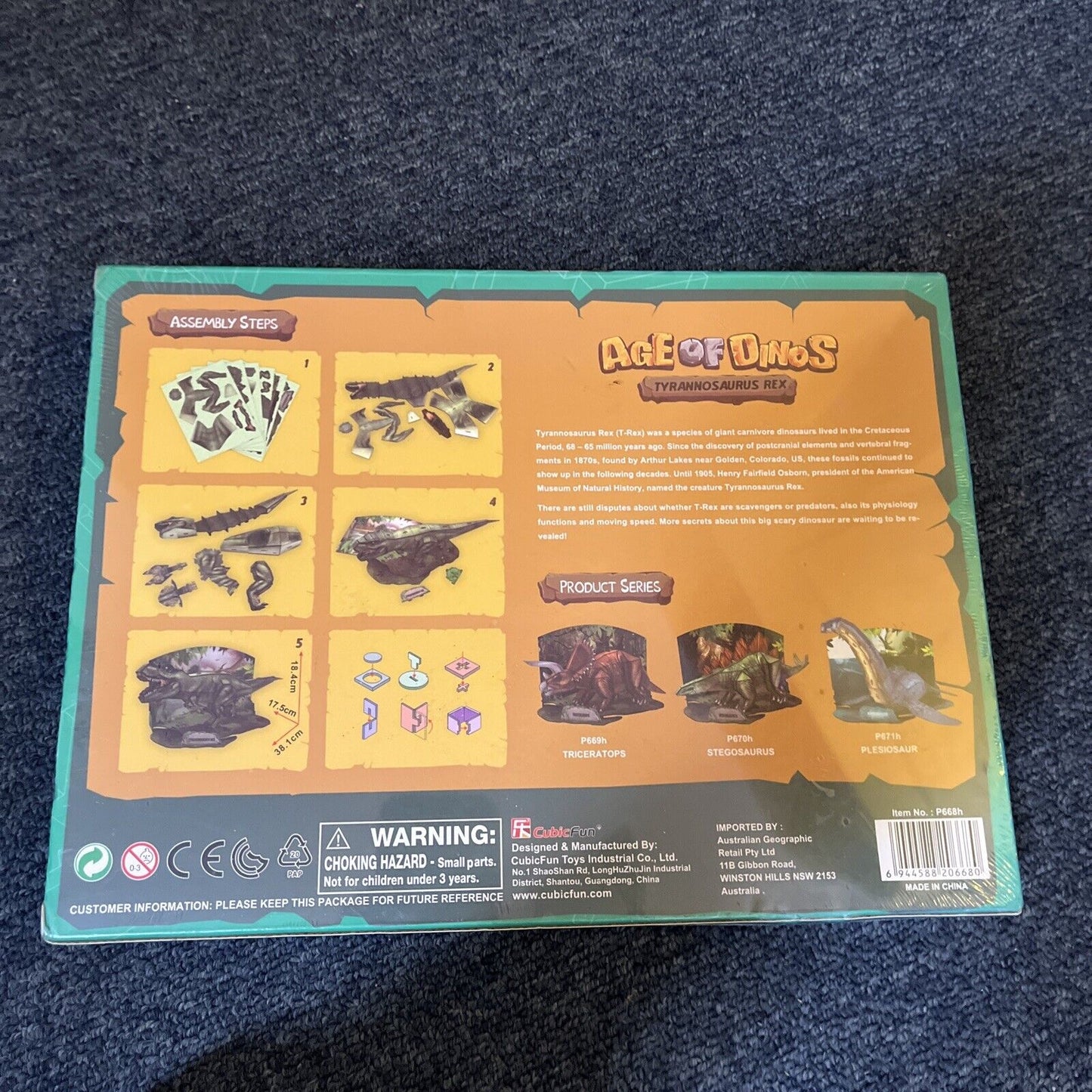 *New Sealed* Age Of Dino's Tyrannosaurs Rex 3D Puzzle 38x17.5x18.4cm