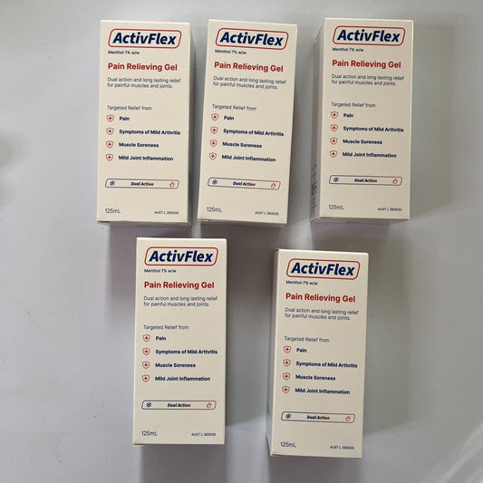 5 Pack - ActivFlex Pain Relieving Gel 125ml (Flexall 454 Alternative) Menthol 7%