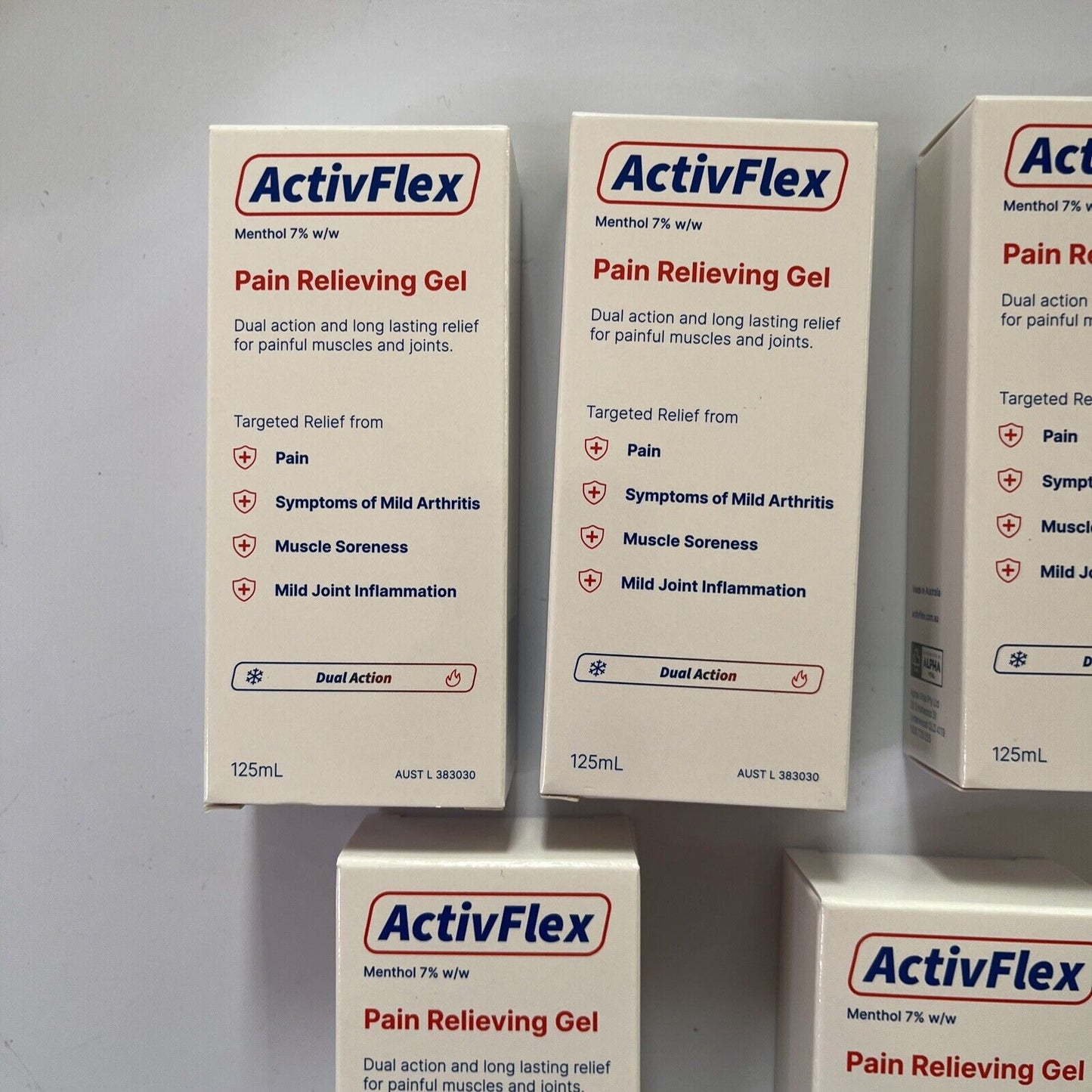 5 Pack - ActivFlex Pain Relieving Gel 125ml (Flexall 454 Alternative) Menthol 7%