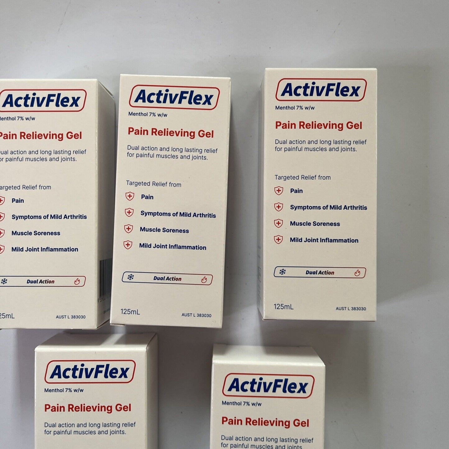 5 Pack - ActivFlex Pain Relieving Gel 125ml (Flexall 454 Alternative) Menthol 7%