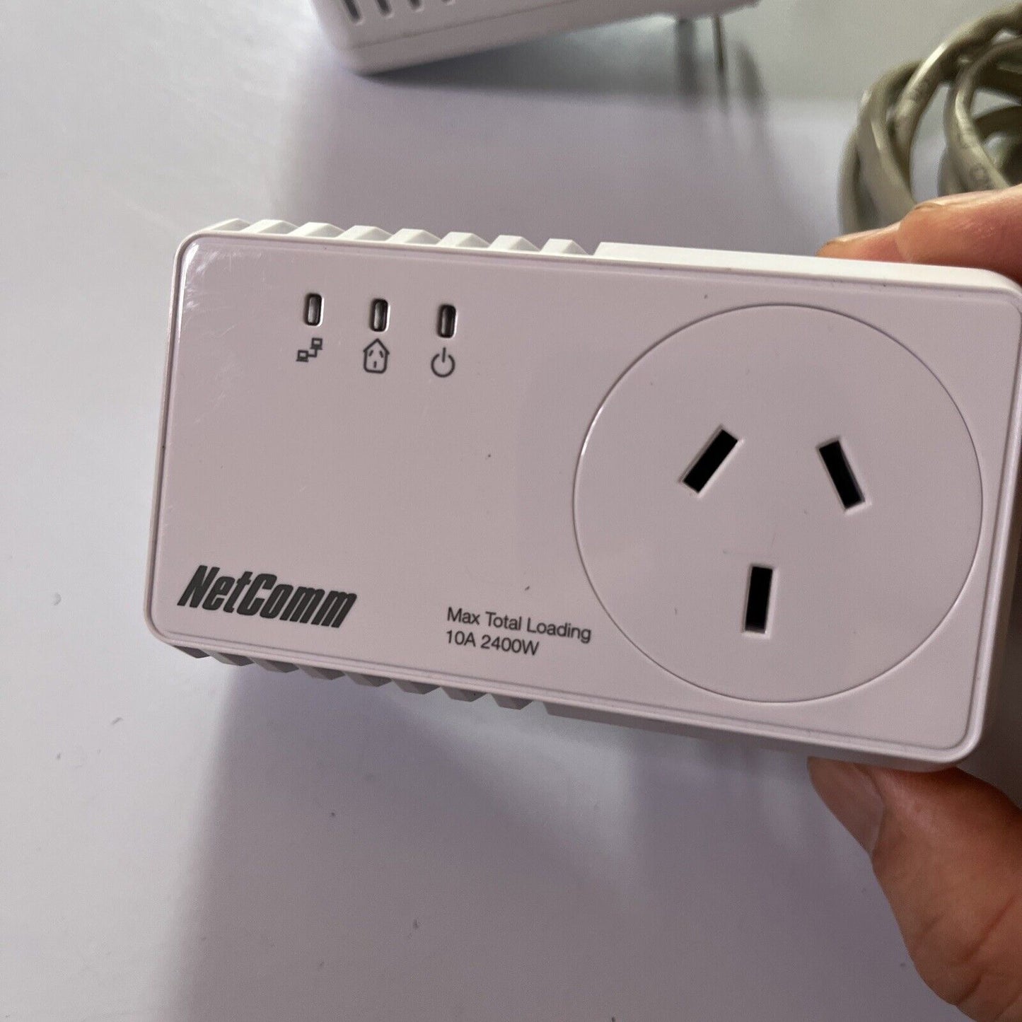 2x Netcomm Powerline Adapters NP204 Pass-Through Socket 200mbps