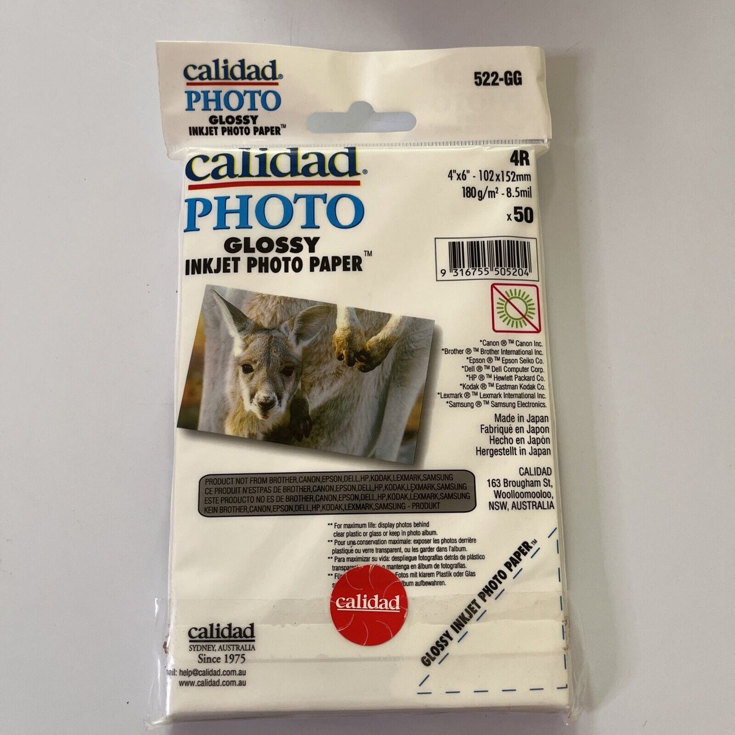 Calidad Photo Glossy Inkjet Photo Paper x50 Sheets 4x6" 180g/m2