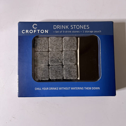 Crofton Drink Stones - 9 Set Of 9 Drink Stones & 1 Storage Pouch *NEW*
