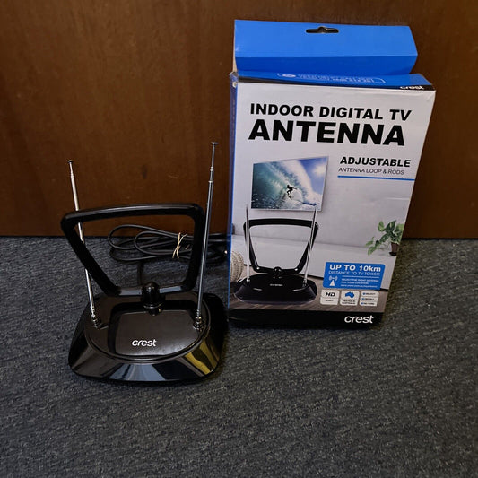 Crest Indoor Digital TV Antenna Passive FHD 1080p & UHD 4Kw/ 10km Range Black