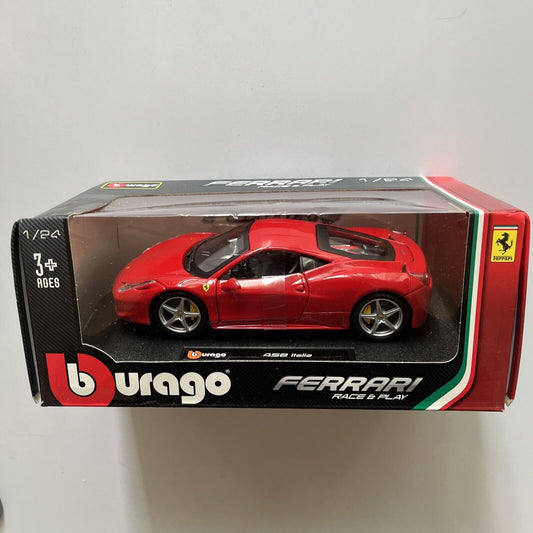 Bburago 1:24 Ferrari Race & Play 458 Italia Car Diecast Vehicle Kids Toys 3y+ RD
