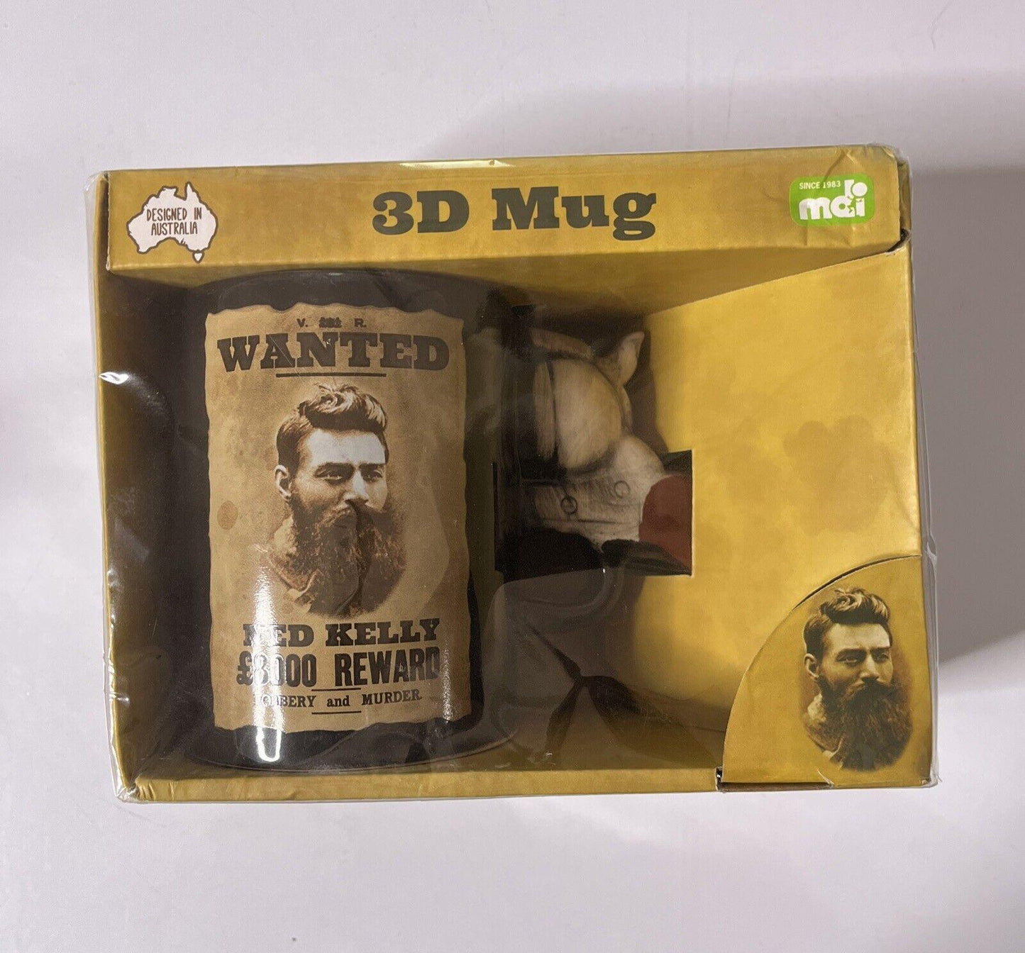 Ned Kelly Wanted Poster 3D Gun Handle Mug *New Sealed*