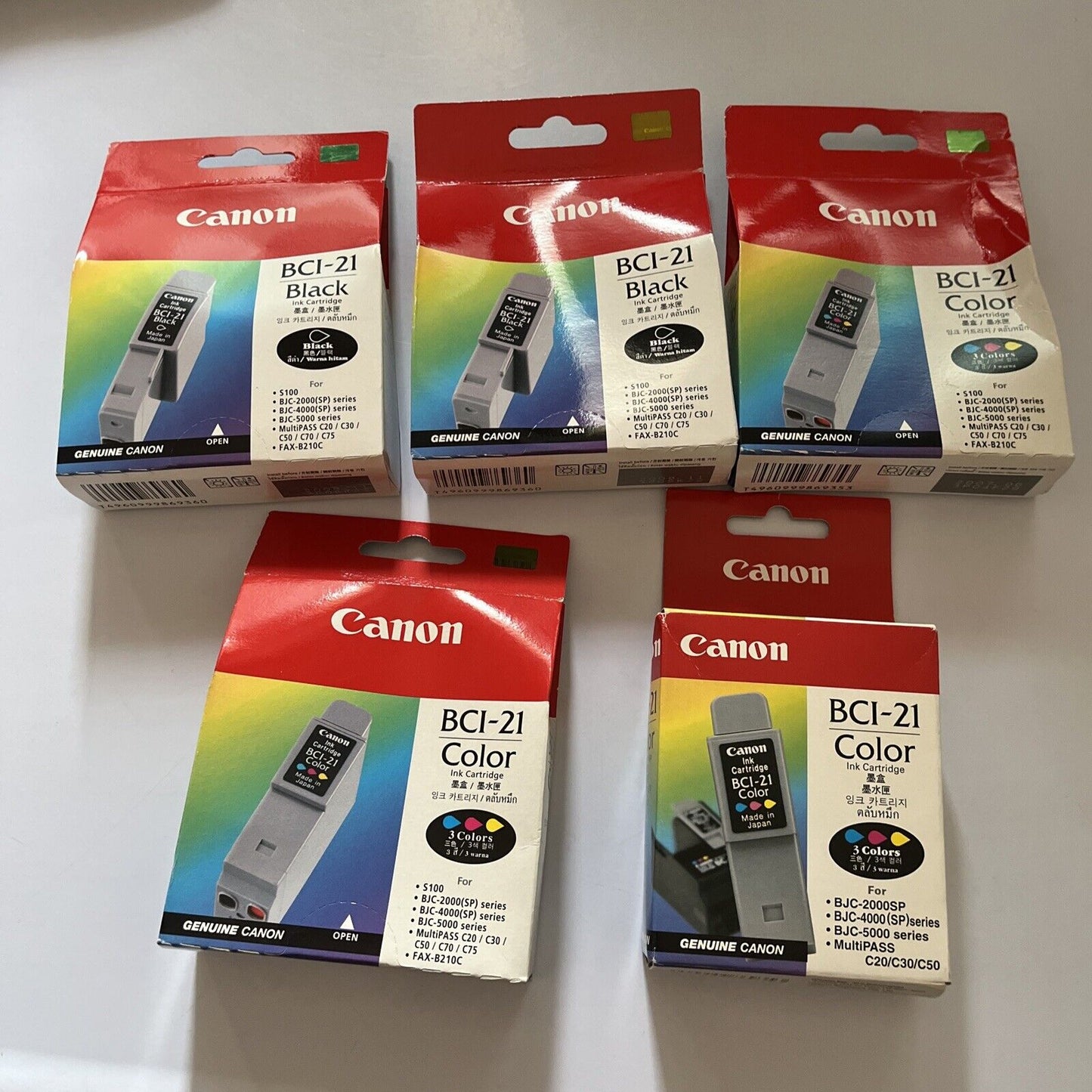 Canon BCI-21 Ink Cartridge: 2x Black & 3x Colour