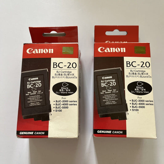 2x Canon BC-20 Black Ink Cartridge for  BJC-2000SP  BJC-4000 series  BJC-5500