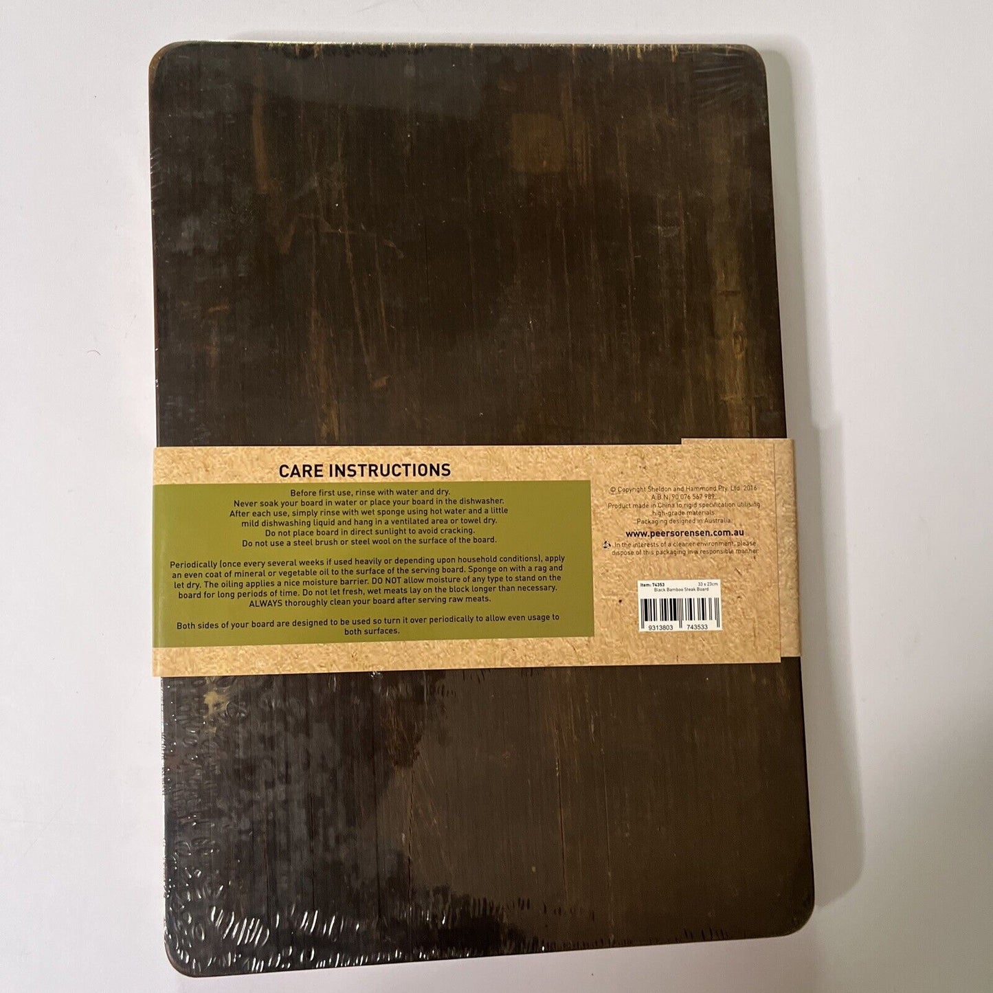 *New Sealed* Peer Sorensen Black Bamboo Steak Board 33x23cm