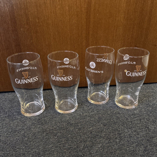 4x Guinness P.J. O'Brien's Beer Glass 560ml ARC