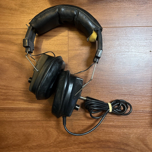 Vintage PHILIPS Stereo Headphones Black Ear-cup N6306 Made In Taiwan