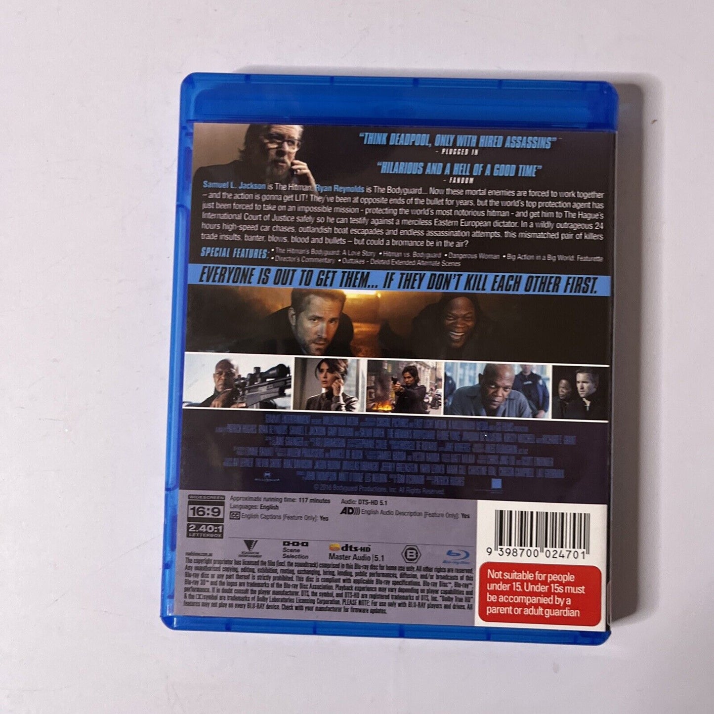 The Hitman's Bodyguard (Blu-ray, 2017) Elodie Yung, Ryan Reynolds, Region B