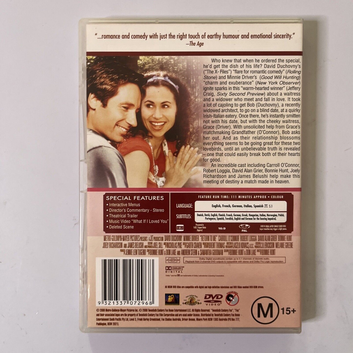 Return To Me (DVD, 2000) Minnie Driver, David Duchovny Region 4